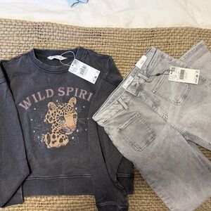 NWT MNG Girl 11-12 Bundle: grey jeans and sweatshirt